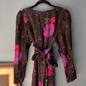 Vintage 1980s Silk Colorful Shirt Dress (shirt dress)